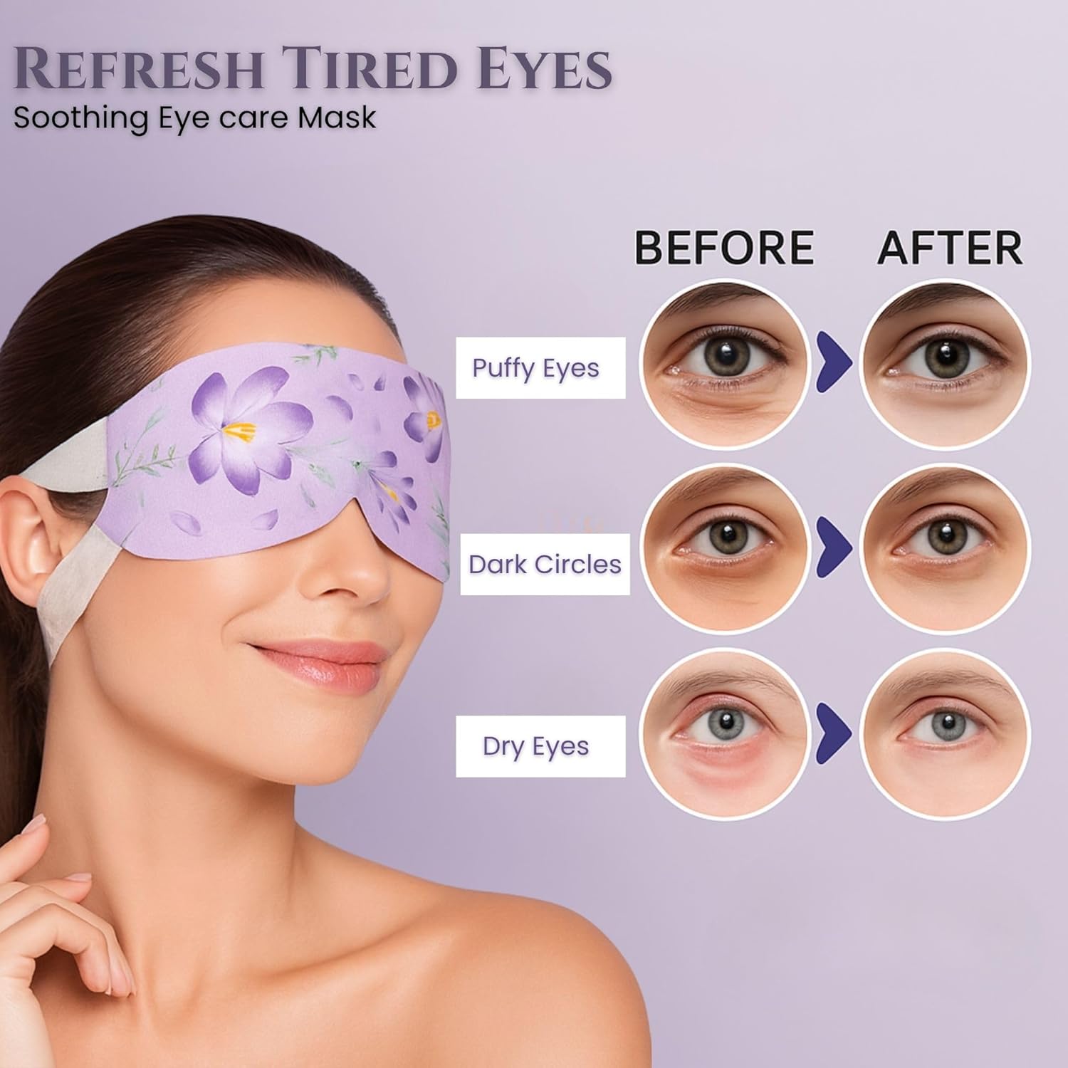 Before and after using Arvynn Eye Mask