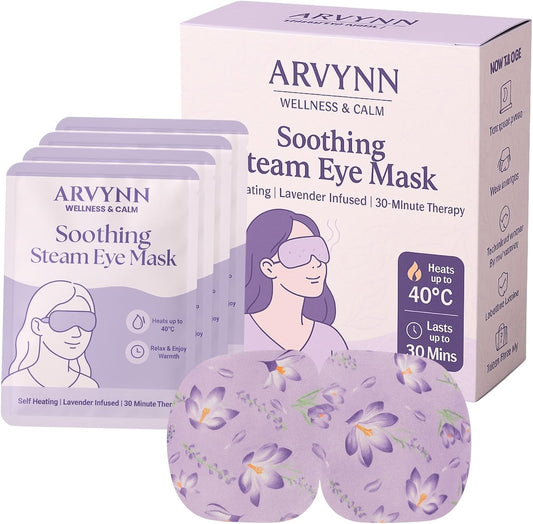 Arvynn Soothing Steam Eye Mask – self-heating lavender steam eye mask for eye relaxation and sleep